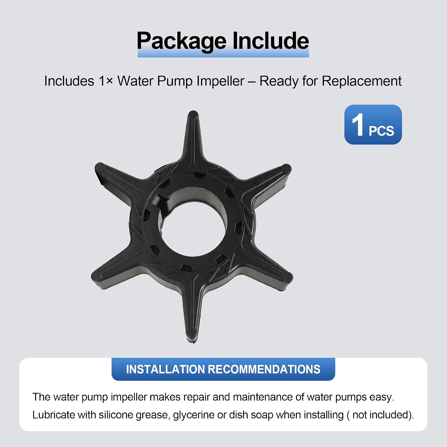 MARKGOO Water Pump Impeller 6H4-44352-02-00 for Yamaha Outboard | 20 25 30 40 50 HP, C30 P50 F25 T25 F30 F40, Boat Motor Engine Parts Replacement, Sierra 18-3068