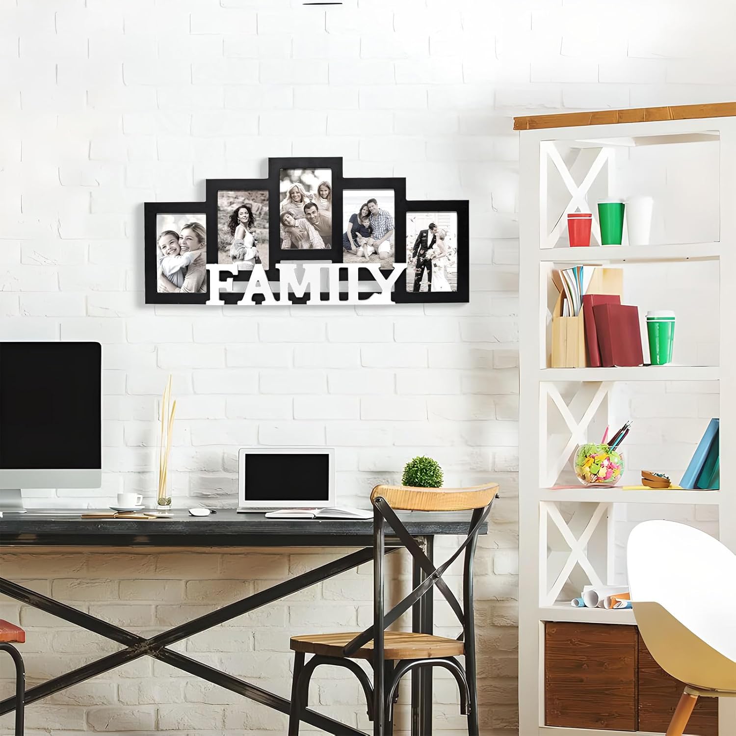 Wood Wall Hanging Family Picture Photo Frame Collage, 4 x 6 Photo Frames for Family Pictures Wall Decor, 5 Openings Black - Image 5