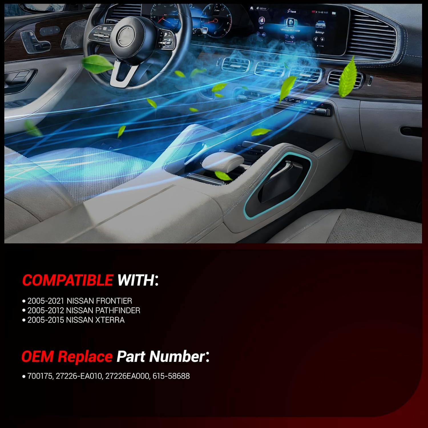 AC Heater Blower Motor Assembly 700175 Compatible with Nissan Frontier 2005-2021, Pathfinder 05-12, Nissan Xterra 05-15 Replaces 27226EA010