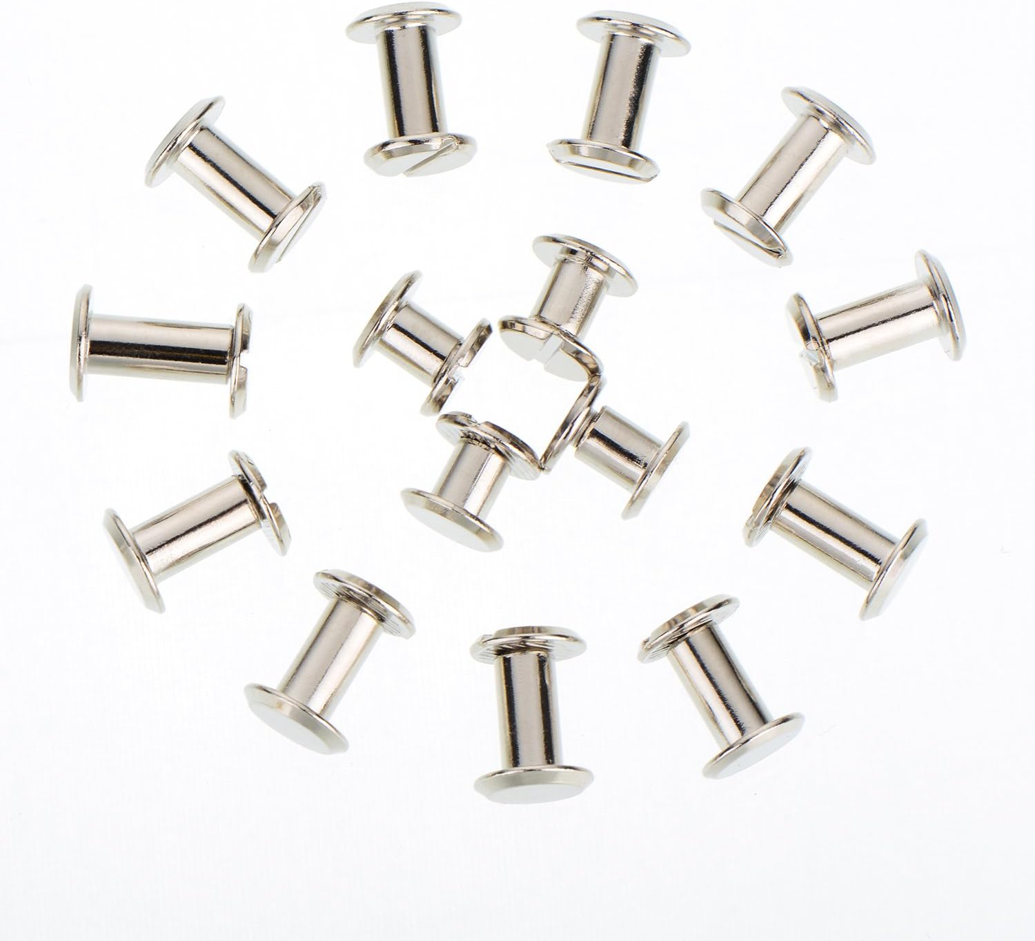 TecUnite 75 Pieces Screw Post Metal Chicago Screws Binding Screw Leather Screw Nail Rivet Button Solid Belt Tack Screw, 1/4, 3/8 and 1/2 Inch, Silvery