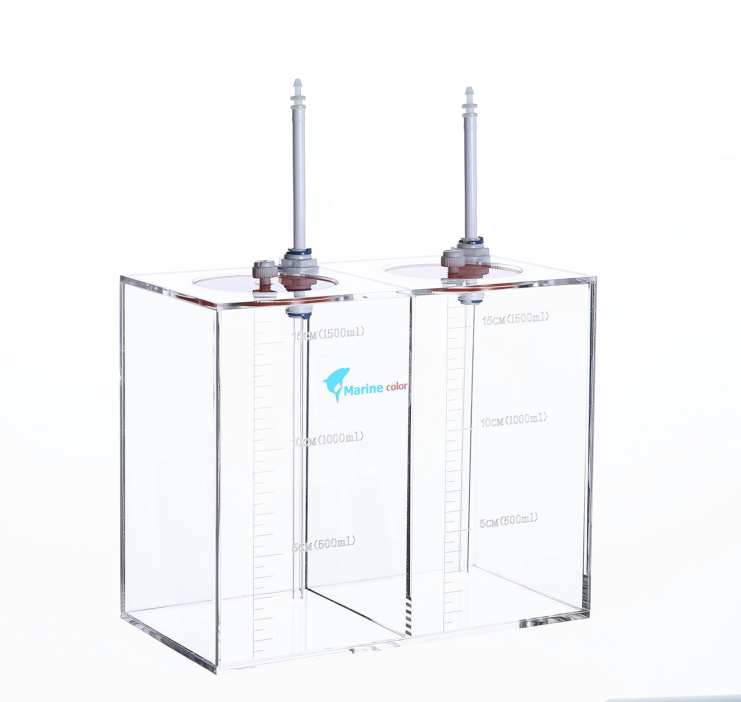 Acryli Made Liquid Storage Bucket 2 Rooms 0.8 Gallons, Working with Dosing Pump,Auto Top Off System Reservoir Container