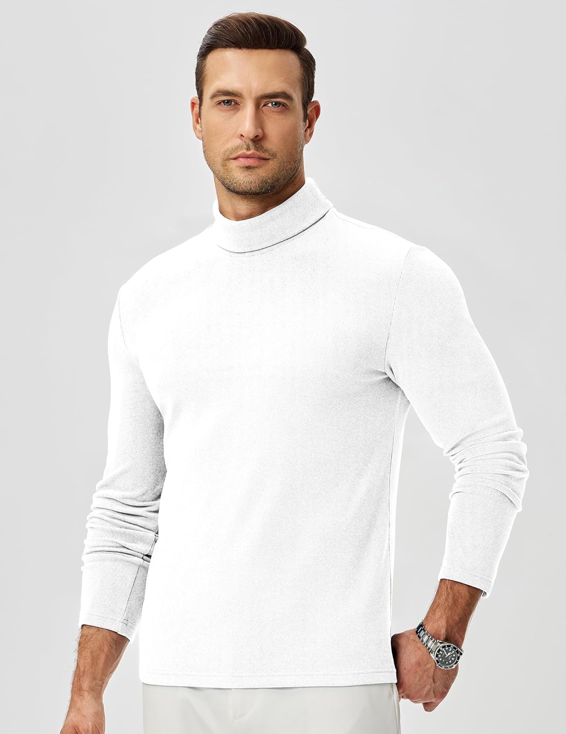 JMIERR Men's Thermal Mock Turtleneck Shirts Casual Long Sleeve Lightweight Pullover Sweaters Undershirt Slim Fit Top - Image 8