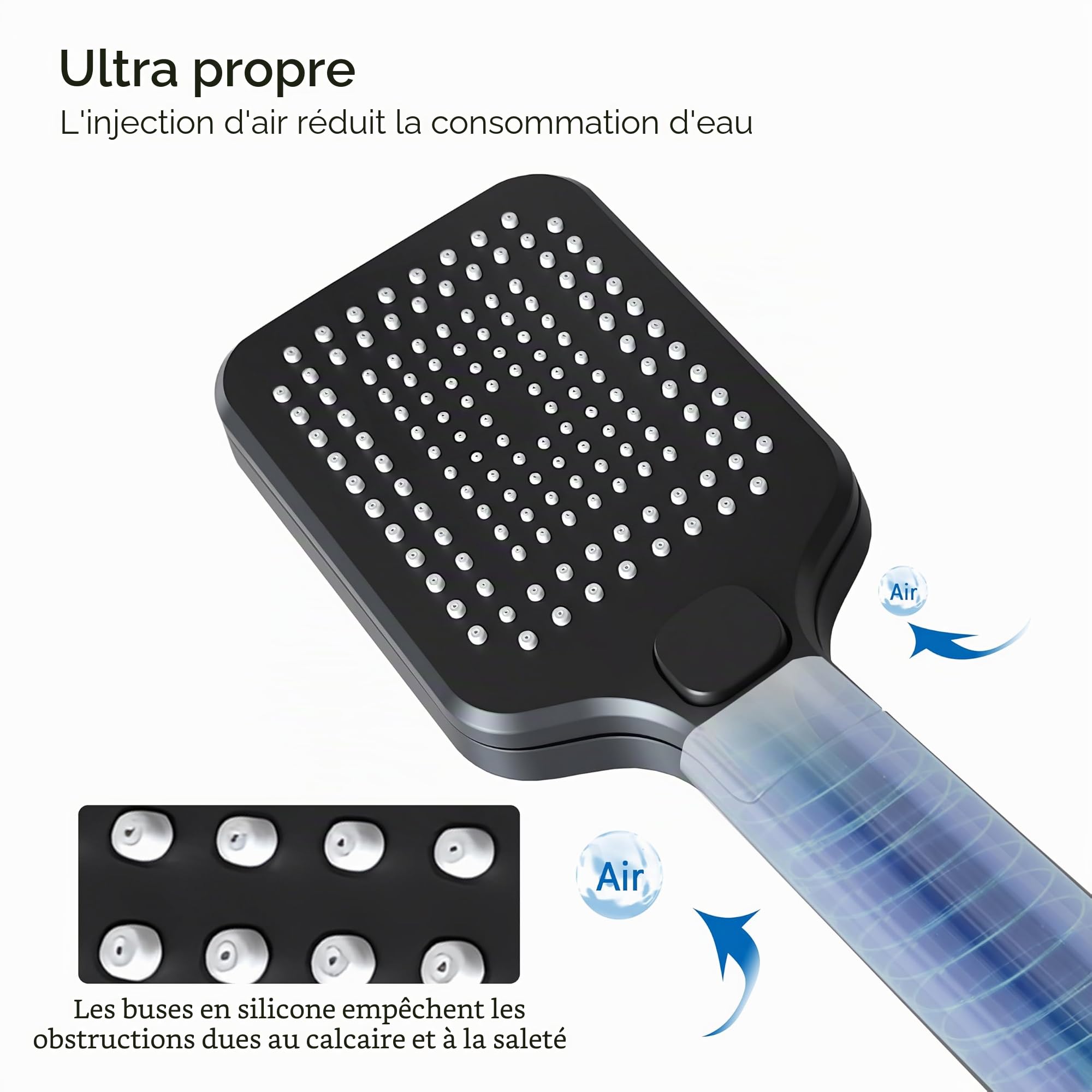 AICA Ensemble de Colonne de Douche Thermostatique pour Salle de Bain, avec pommeau de douche 30x30 cm,Robinet de Douche Thermostatique, Laiton, Chromé, Hauteur Réglable 725 mm-1175 mm (Carré 2)
