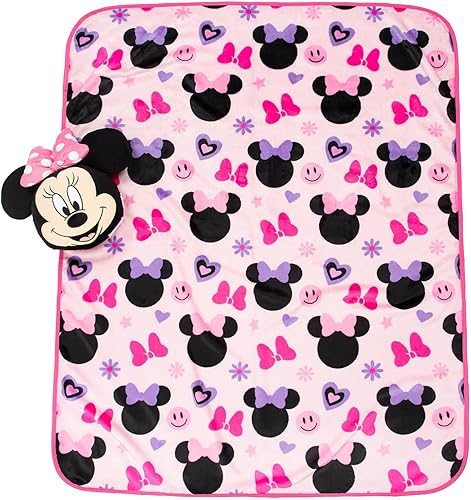 Miniatura 2 de Jay Franco Disney Minnie Mouse Nogginz - Juego de manta y almohada de viaje ligera de 40 x 50 pulgadas, juego de ropa de cama de 2 piezas para niños