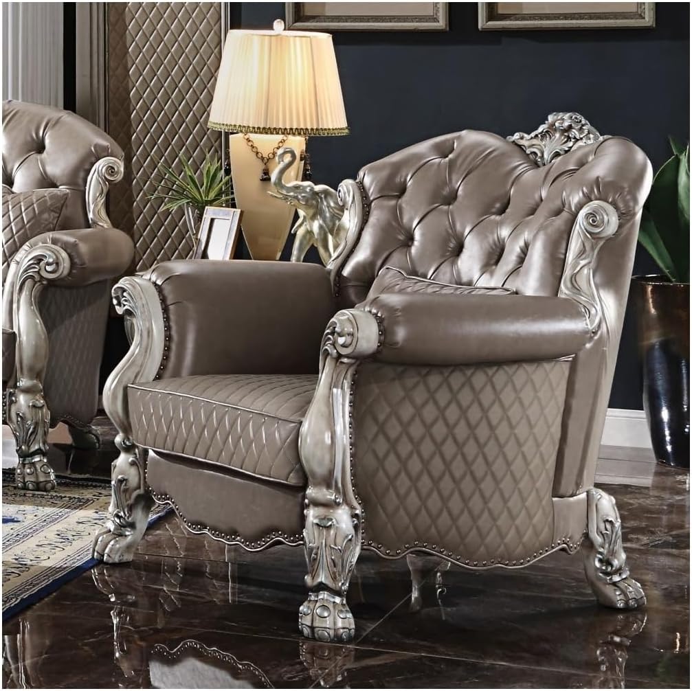 Sillón con Diseño Vintage Beige y Almohada