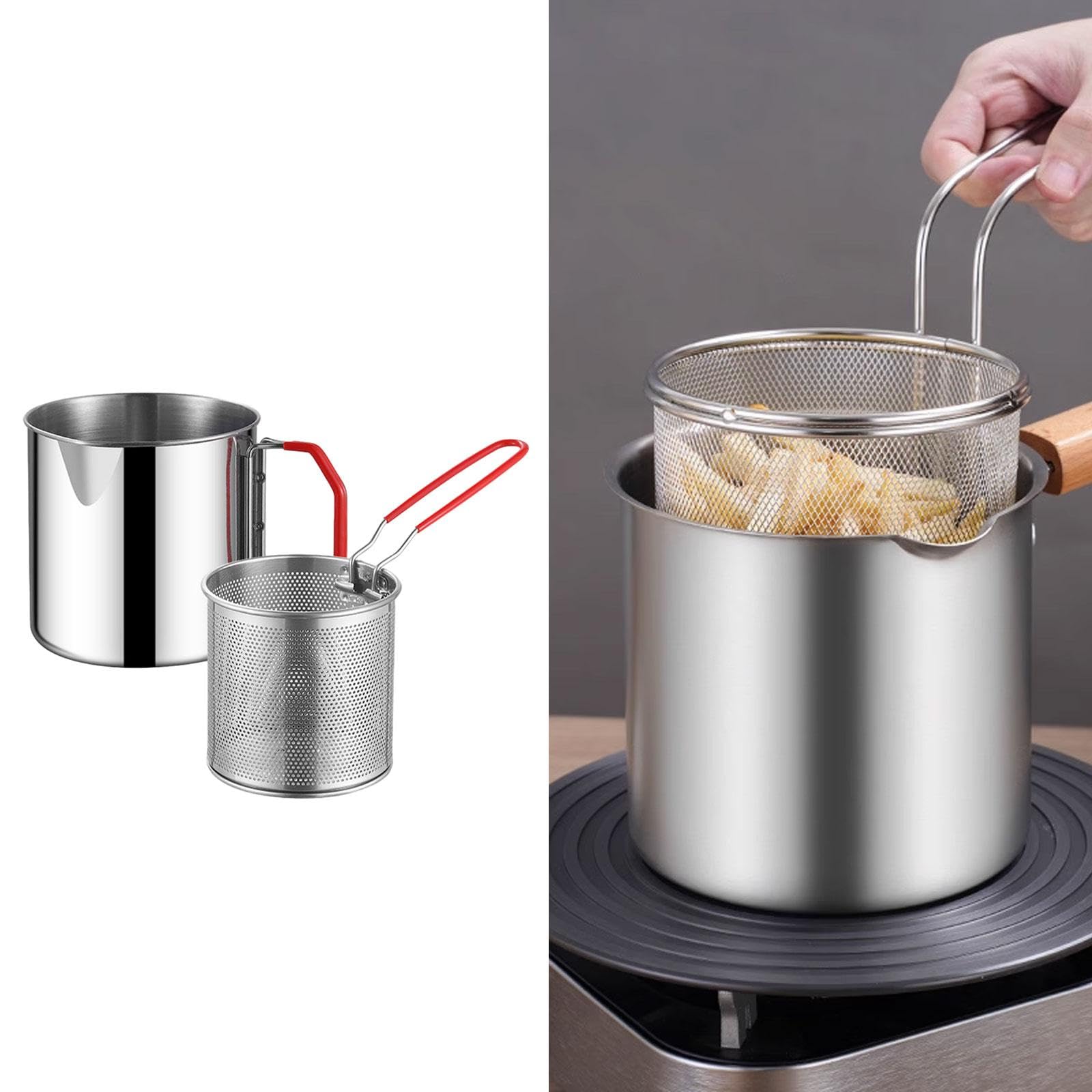 Generic Deep Fry Pot with Strainer Basket with Handle Kitchen Accessories Cookware Home Use Convenient Cleaning Versatile Frying Pot, Style A Basket