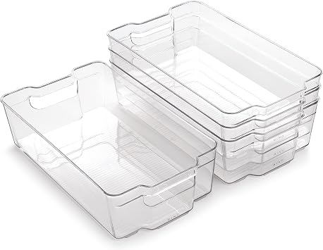 BINO | Stackable Storage Bins, X-Large - 4 Pack | THE STACKER COLLECTION | Clear Plastic Storage Bins | Organization Containe
