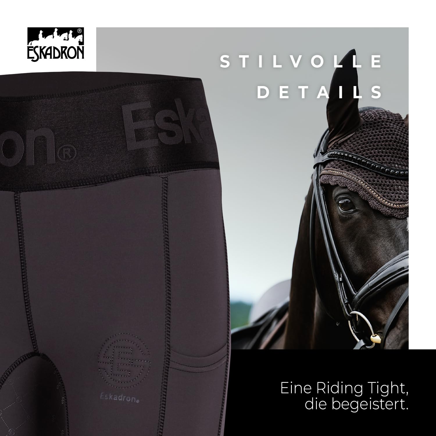 Eskadron Riding Tight Reithose | Sommerreithose leicht & atmungsaktiv | Reitleggings mit Grip | Reitsport-Hosen für Damen | Reitleggins mit Handy-Taschen | Elastische Reiterhose