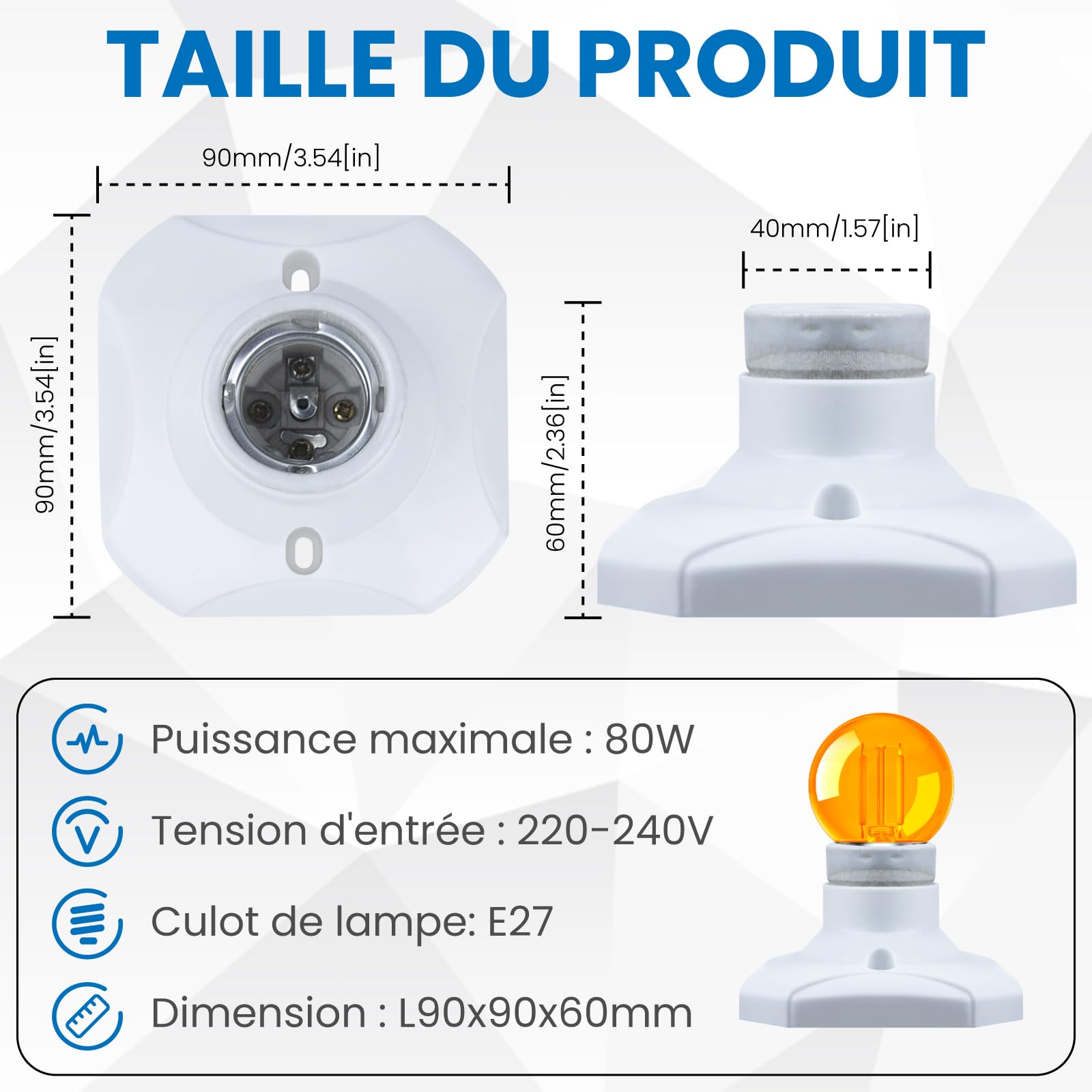 Douille Ampoule 4 Douilles E27 DODUOS - Porte-ampoules LED, 220-250V, Blanc, Pour Plafond Douille E27 Pour Lampe