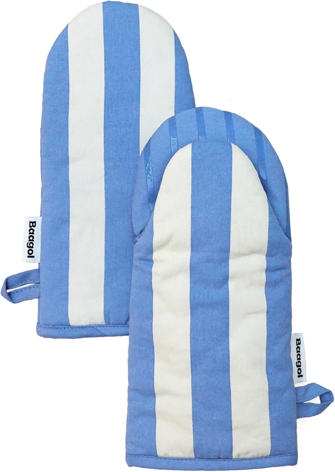 Non-Slip Cotton Kitchen Oven Mitt Set, Modern and Cute Kitchen Mittens with Non-Slip Silicone Grips and Hanging Loops, 2 Piece, 12" x 5.5" (Blue Cheese)