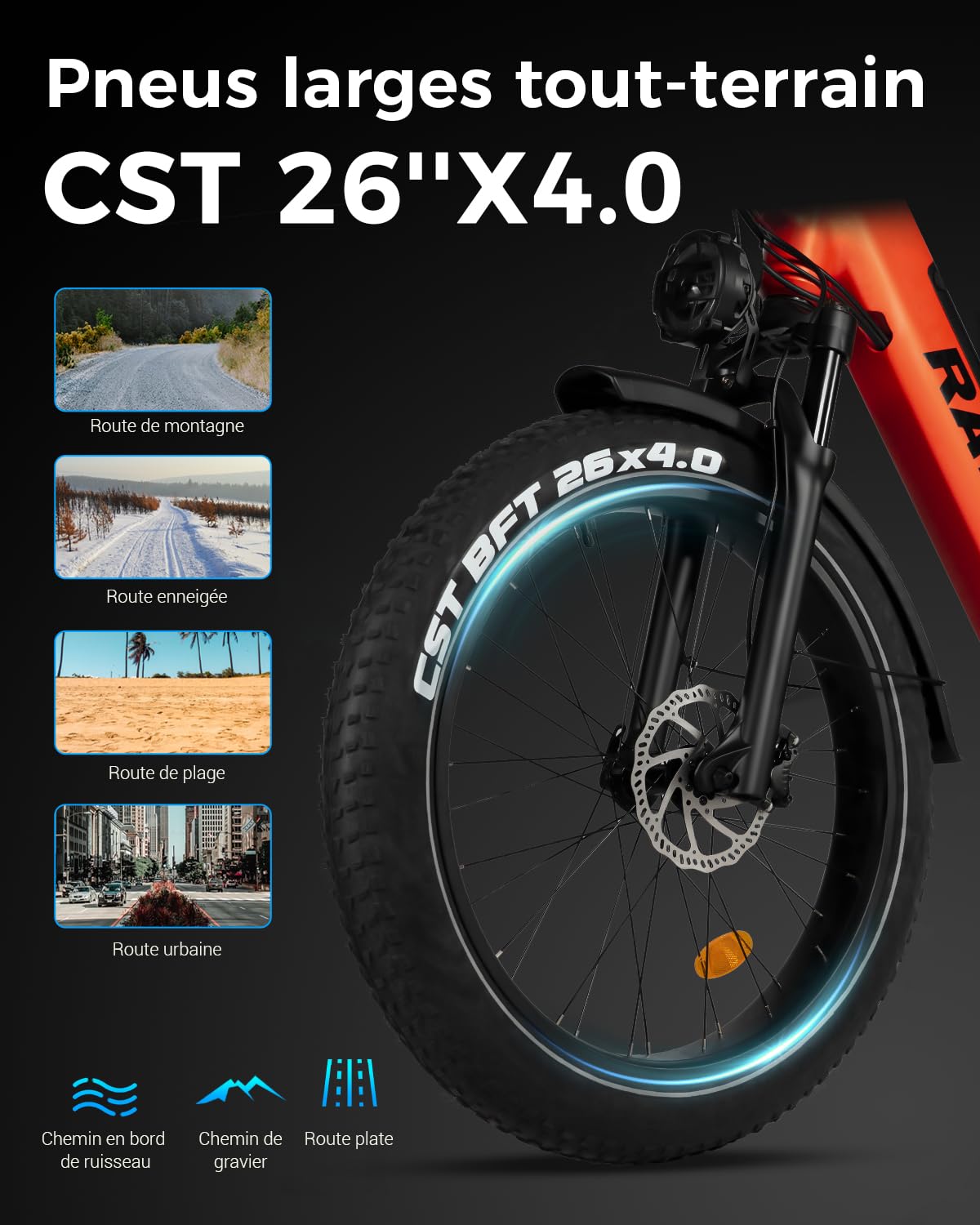 Rattan Pathfinder Vélo Électrique 26" Fat Bike pour Adulte, Batterie 48V 15AH, Autonomie Jusqu’à 105 km, Freins & Suspension Hydrauliques, 7 Vitesses (Pathfinder, Vert)