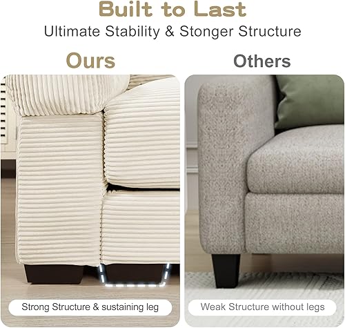 Miniatura 7 de Sofá modular de gran tamaño de 117.3 pulgadas, sofás modulares grandes de pana para sala de estar, sofás de 3 plazas, moderno juego de sofá de