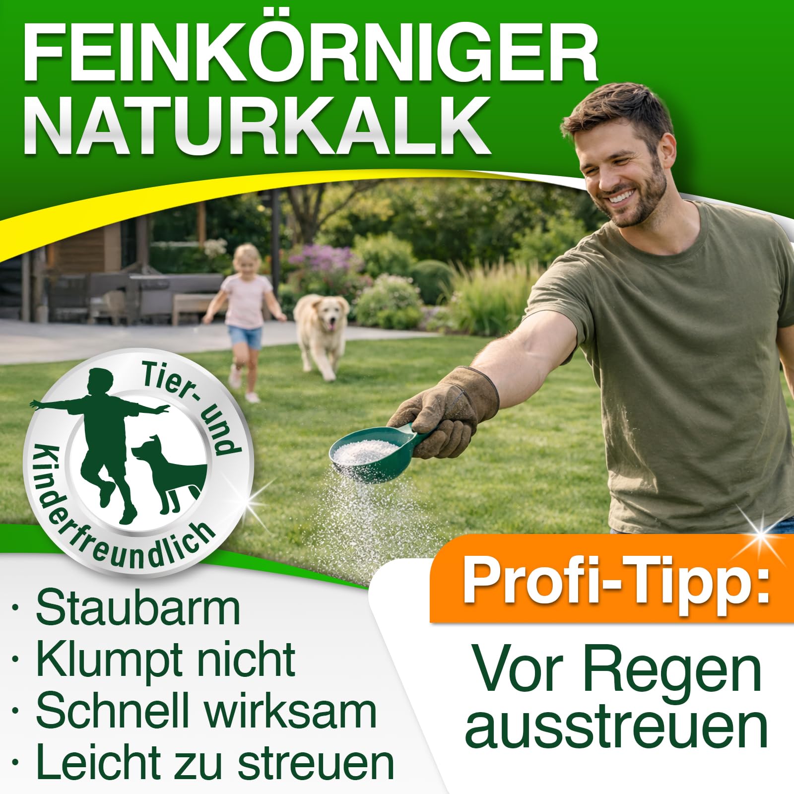 Rasenkalk 30 kg – hochwertiger Rasen- & Gartenkalk zur pH-Optimierung und Bodenverbesserung – verbessert Nährstoffaufnahme, beugt Moosbildung vor, sorgt für kräftigen Rasen im Garten