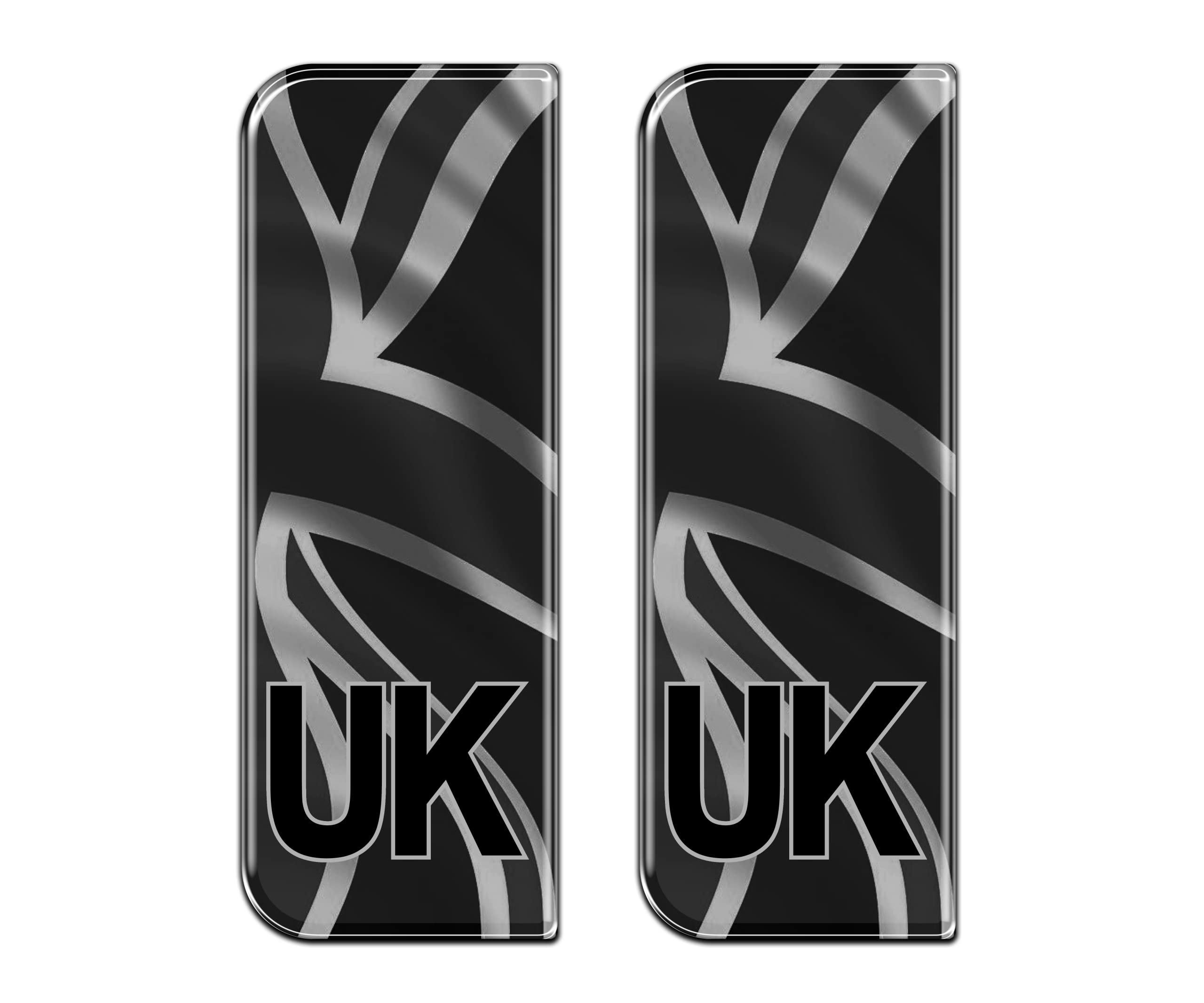 Domed Gel Waving Union Jack GB Vehicle Number Plate Stickers – Slim 29mm, Glossy Finish, Pair, JakeDesigns