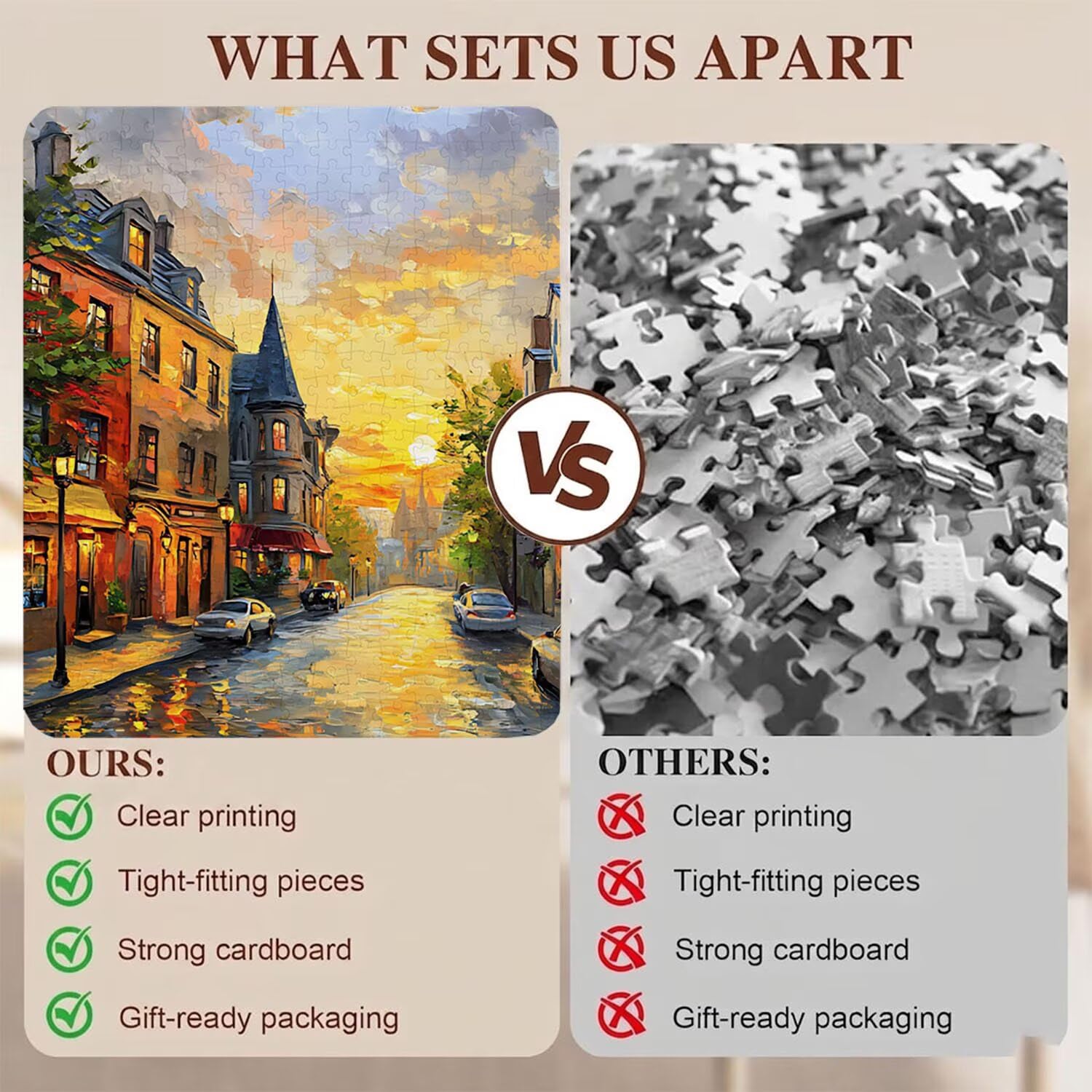 Città strada Puzzle 1000 Pezzi per Adulti, Puzzle in Legno - Collezione Classica con Poster Incluso - Sfida di Concentrazione e Passatempo Antistress, Gioco Educativo per Famiglia, 75 x 50 cm f0-51