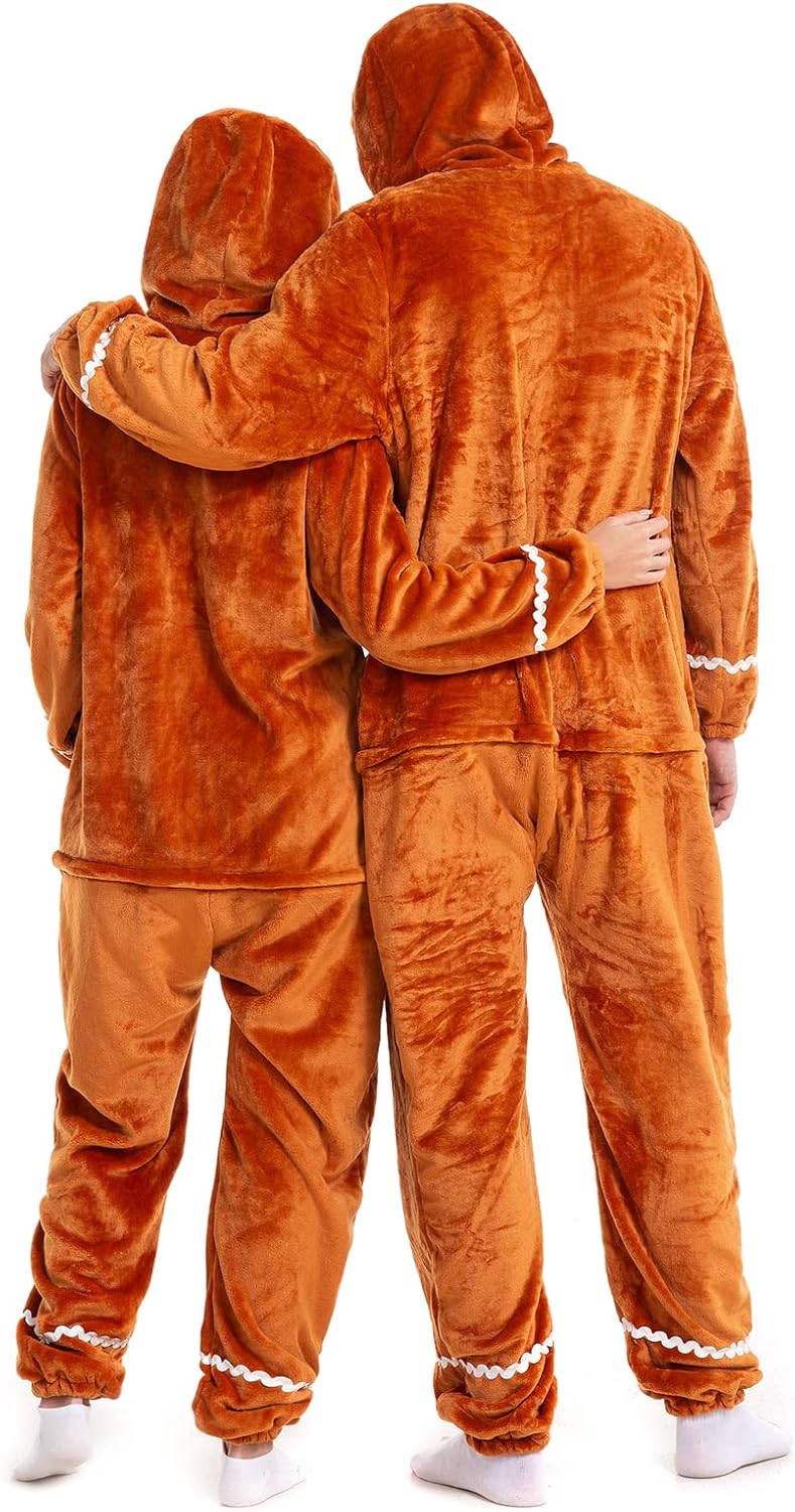 HSCTEK Adult Christmas Flannel Onesie with Hood for Women Men - Image 4