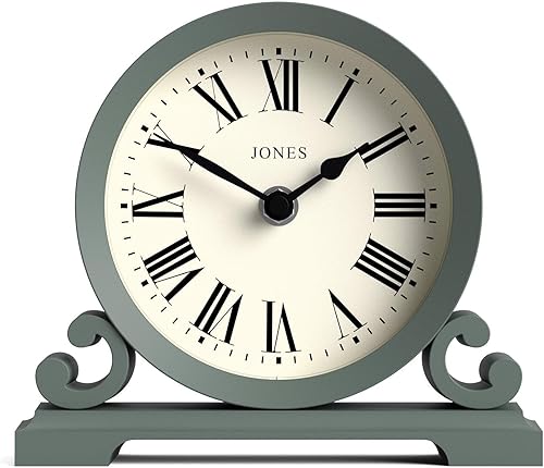 JONES CLOCKS Saloon - Reloj de repisa Diseño tradicional de doble desplazamiento Verde Números romanos Estilo clásico para escritorio, mesa,