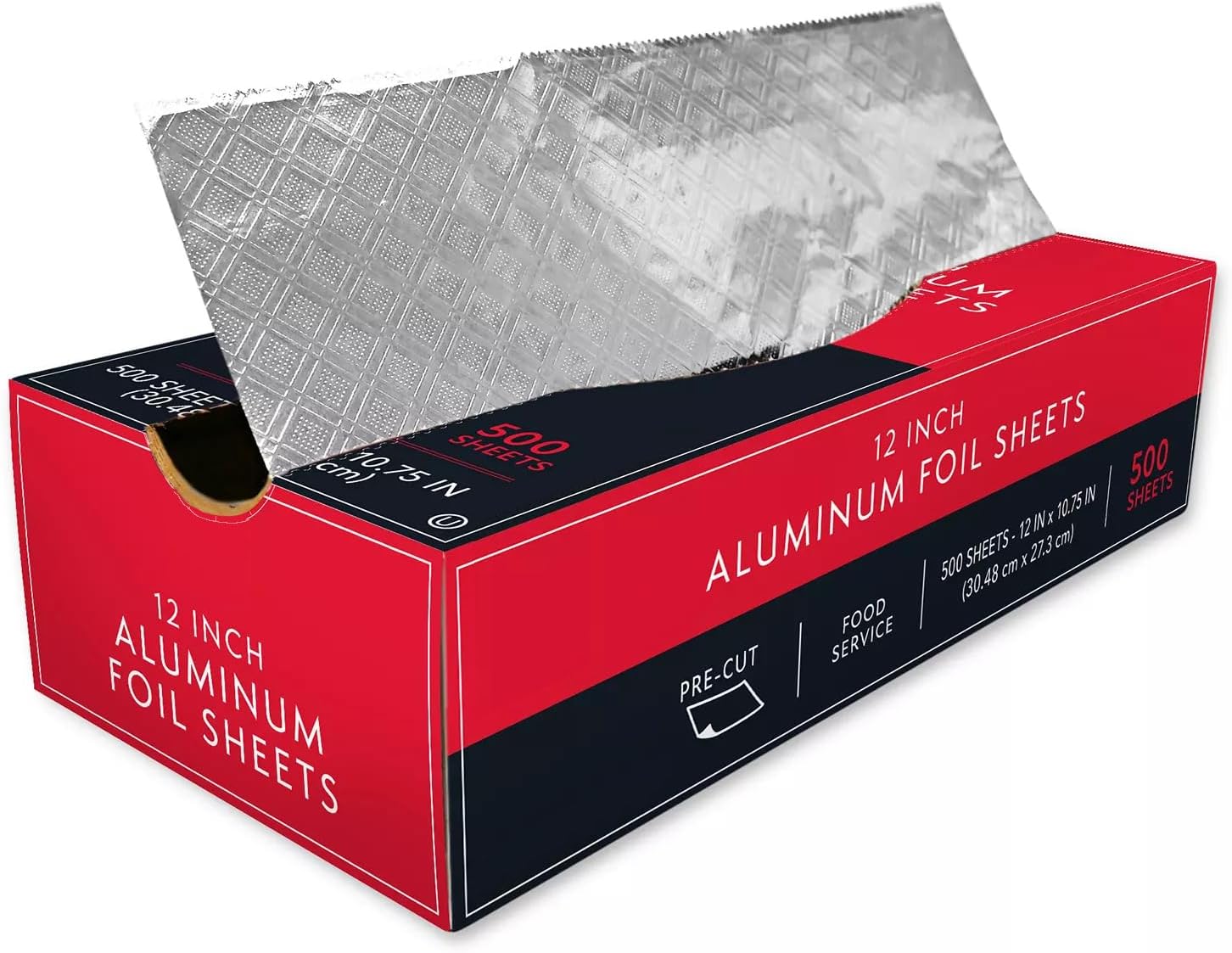 500 Count Precut Aluminum Foil Sheets, 12 x 10.75 Inch Pop-Up Foil Wraps, Heavy Duty Food Grade Tin Foil for Restaurants, Catering, Sandwich Wrapping & Home Kitchen Use