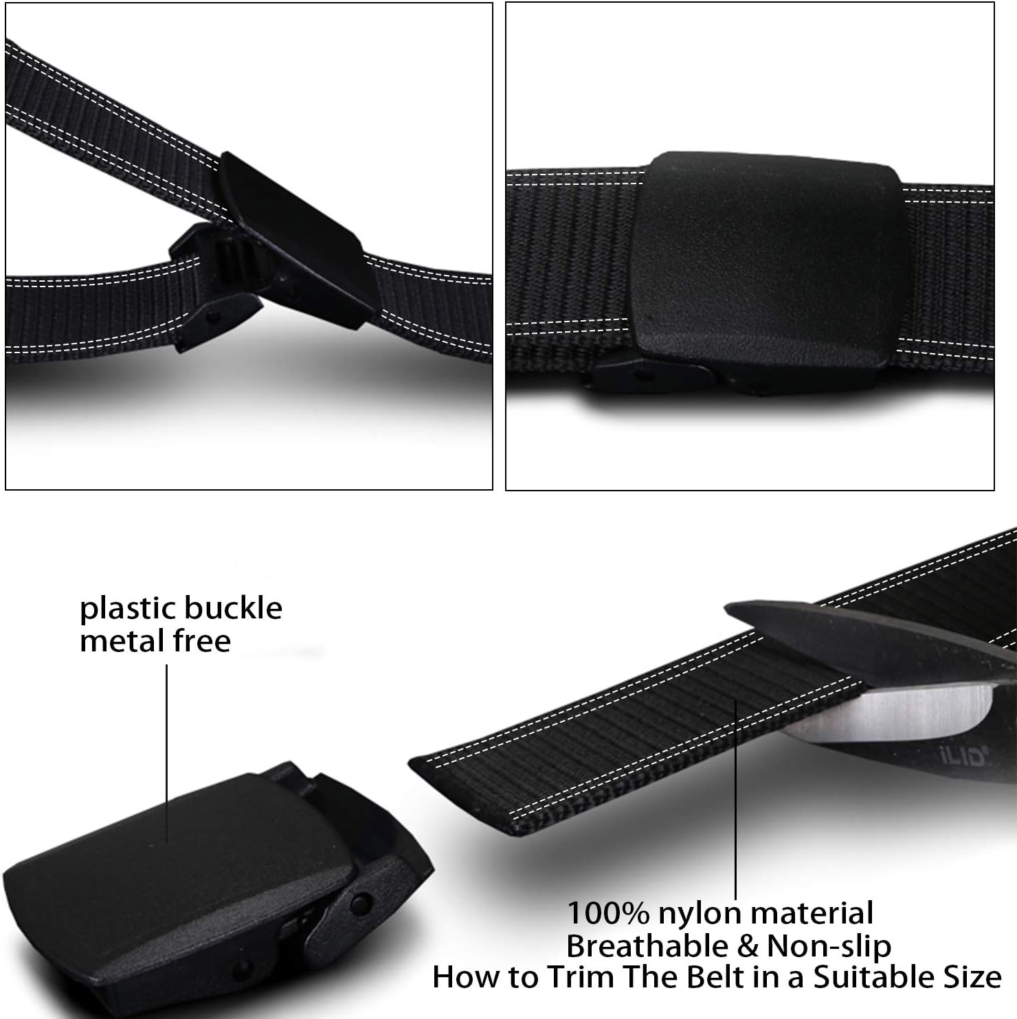 Coobbar 3-Pack Nylon Canvas Belt Plastic Buckle Belt Travel Adjustable Nylon Web Slide Belt - Image 6