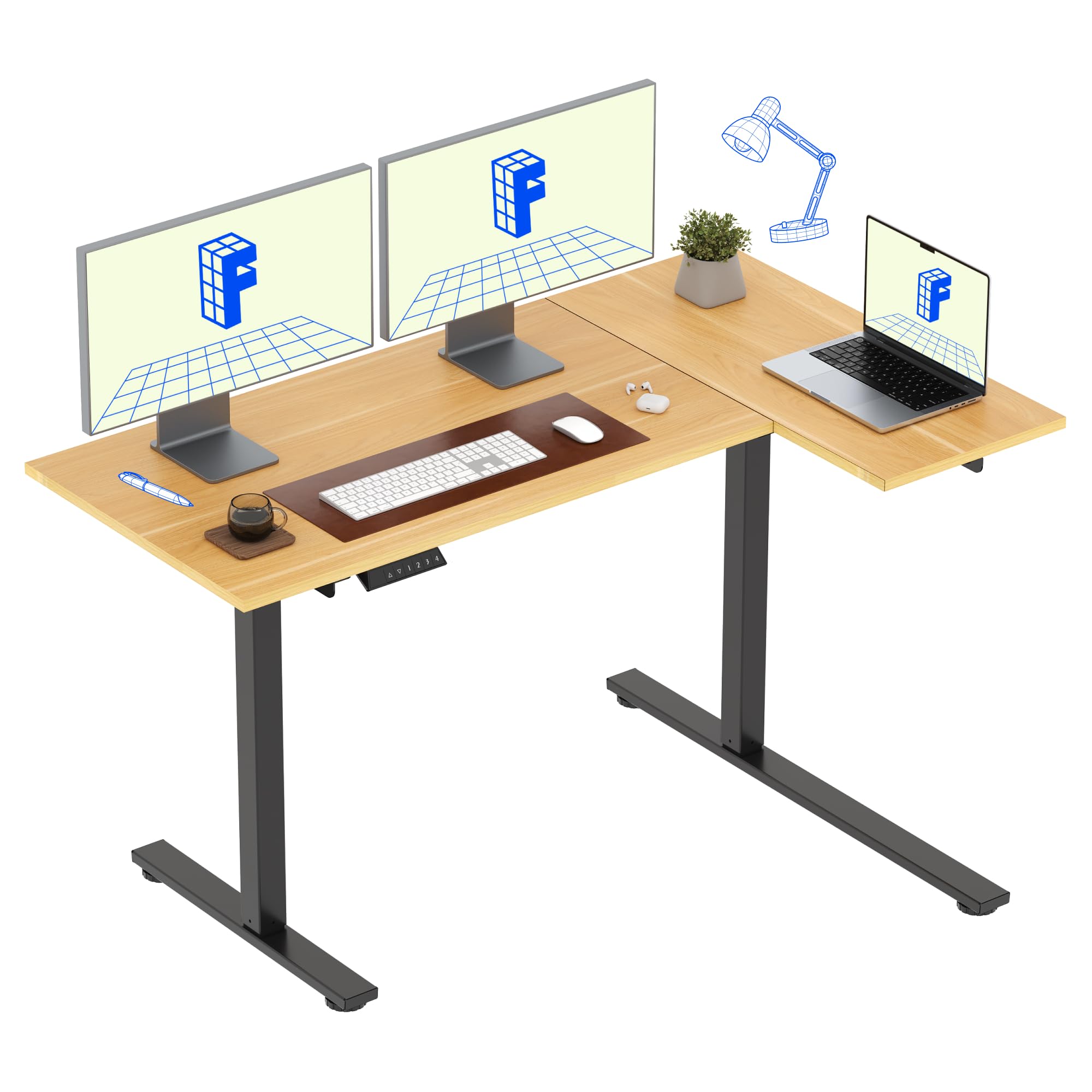 Amazon | FLEXISPOT 昇降式デスク 電動 EF1 L字デスク パソコン