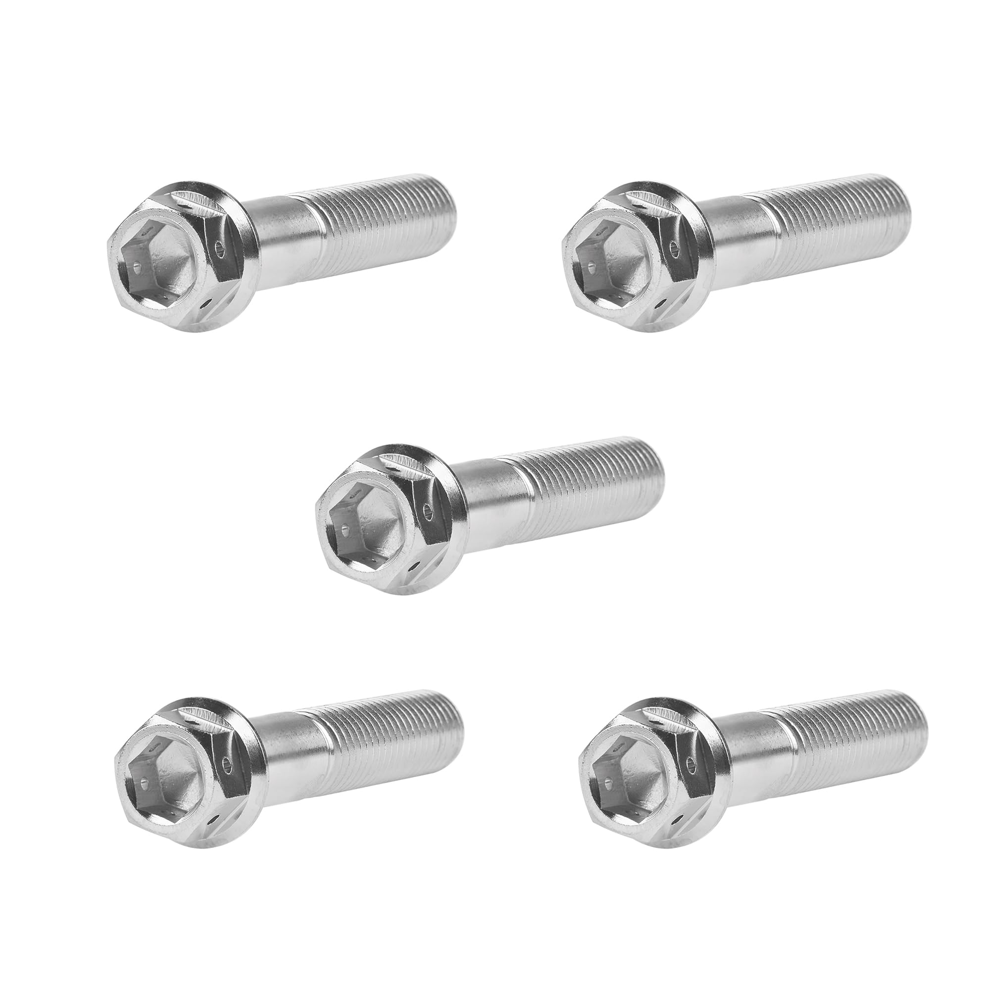 Ruifu Titanium M6 M8 M10 10 15 20 25 30 35 40 45 50 55 60 65 70 75 80 85 90mm Flange Allen Key Head Bicycle Bolts Screws Pack of 5 (Titanium, M10x55mm Pitch1.25)