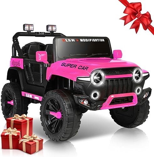 Miniatura 8 de Juguetes de paseo de 24 V para niños, camión eléctrico 4WD de 2 plazas con control remoto parental, vehículos a batería para niños y niñas, 3