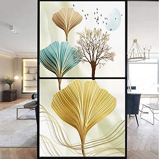Lumanduo Abstract Art Decorative Window Privacy Film Window Sticker No Glue Static Window Cling Window Coverings for Home Office 15.7