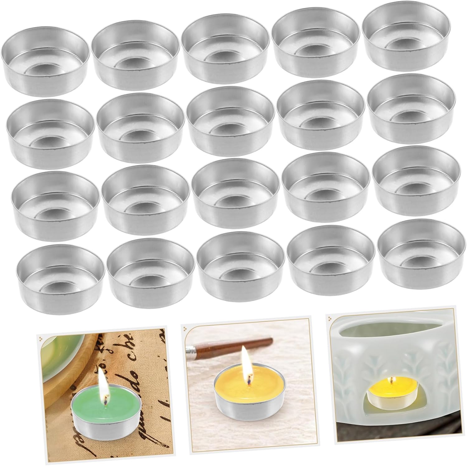 VALICLUD 500Pcs Aluminum Tea Light Empty Cases Silver Candle Making Containers for DIY Crafts for Votives Tart Warmers Tea Light Tins
