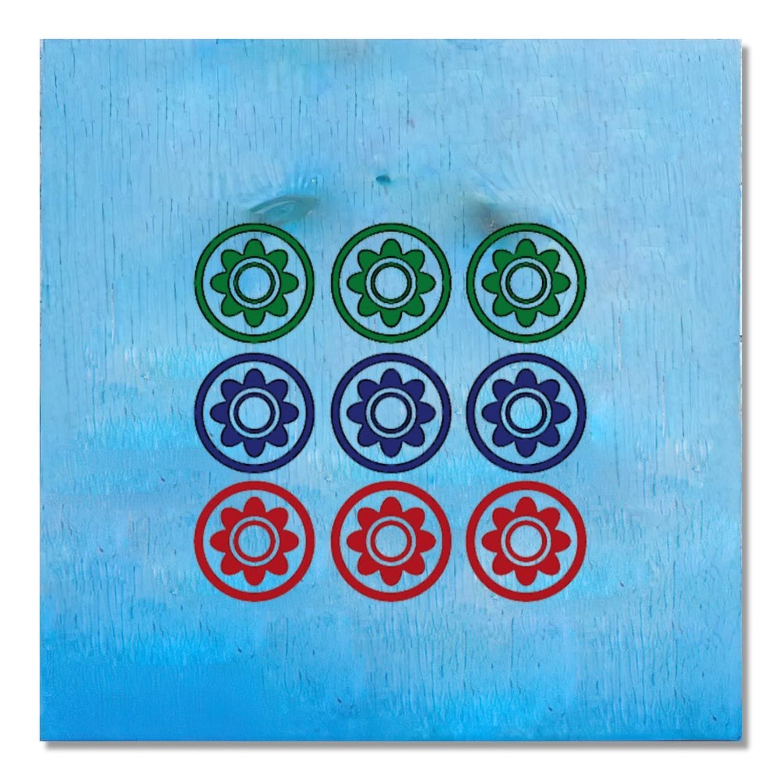 Panneau mural bois Mahjong double face deco maison salon chambre 40x40 cm