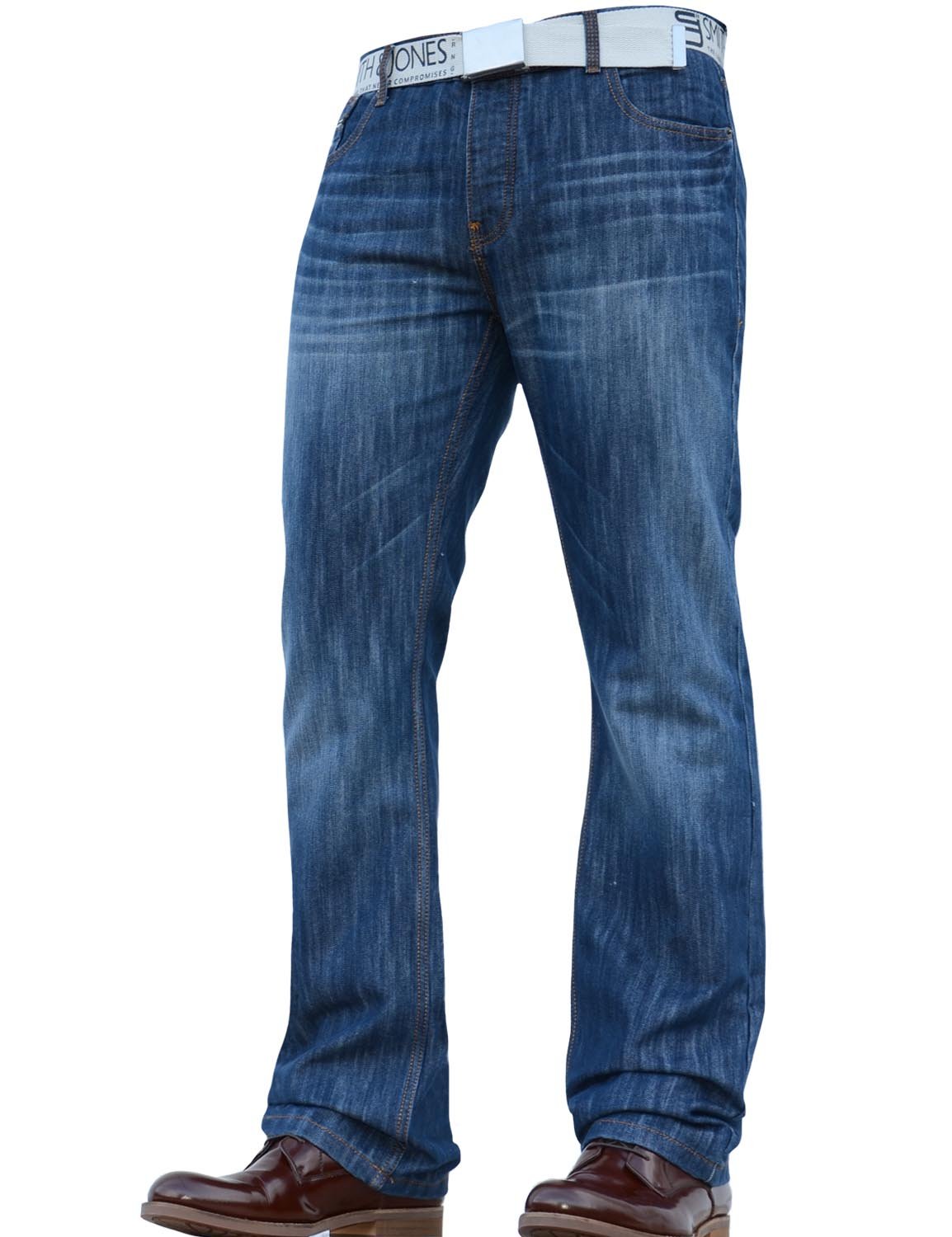 Smith & Jones Men's Stonewash Smith And Jones New Bootcut Wide Bottom Hardwearing Fashion Branded Denim Jeans Pants 48W X 30L