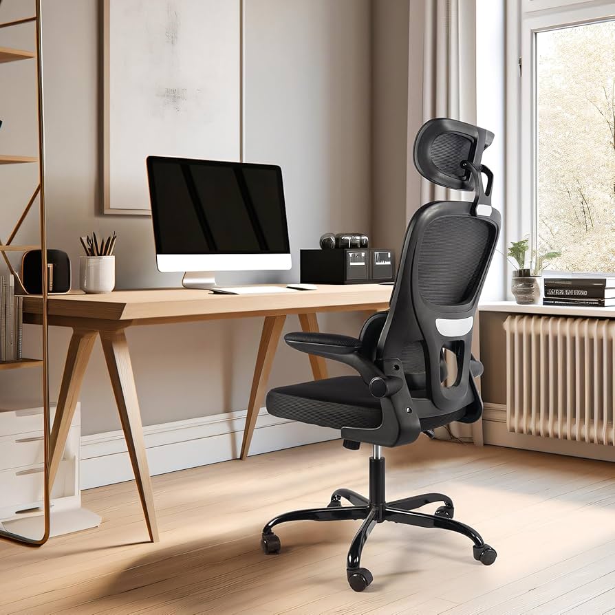 JAJALUYA Office Chair Mesh Computer Chair With Adjustable Headrest And Lumbar Support Desk Chair