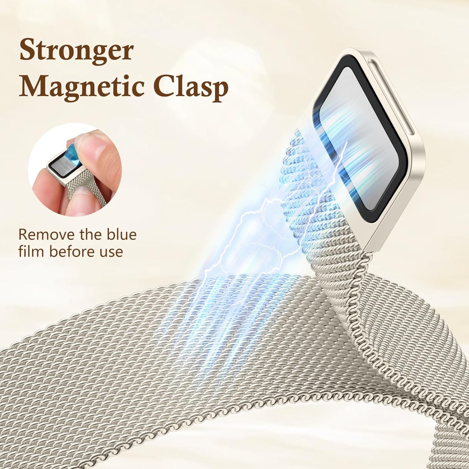 Slim Milanese Loop Band Compatible with Apple Watch Bands for Women 40mm 41mm 38mm 42mm, Stainless Steel Metal Magnetic Mesh Strap with Cute Floral for iWatch Series 11 10 9 8 7 6 5 4 3 SE 3/2/1,Starl - Image 5