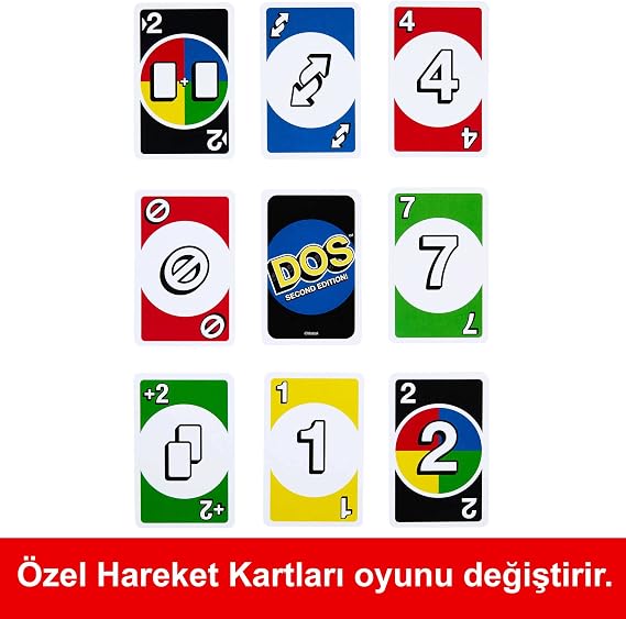 Mattel Games UNO DOS Cards لعبة ورق عائلية للأطفال والكبار DOS™ السلسلة الثانية HNN01