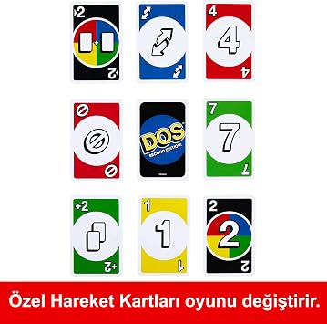 Mattel Games UNO DOS Cards لعبة ورق عائلية للأطفال والكبار DOS™ السلسلة الثانية HNN01
