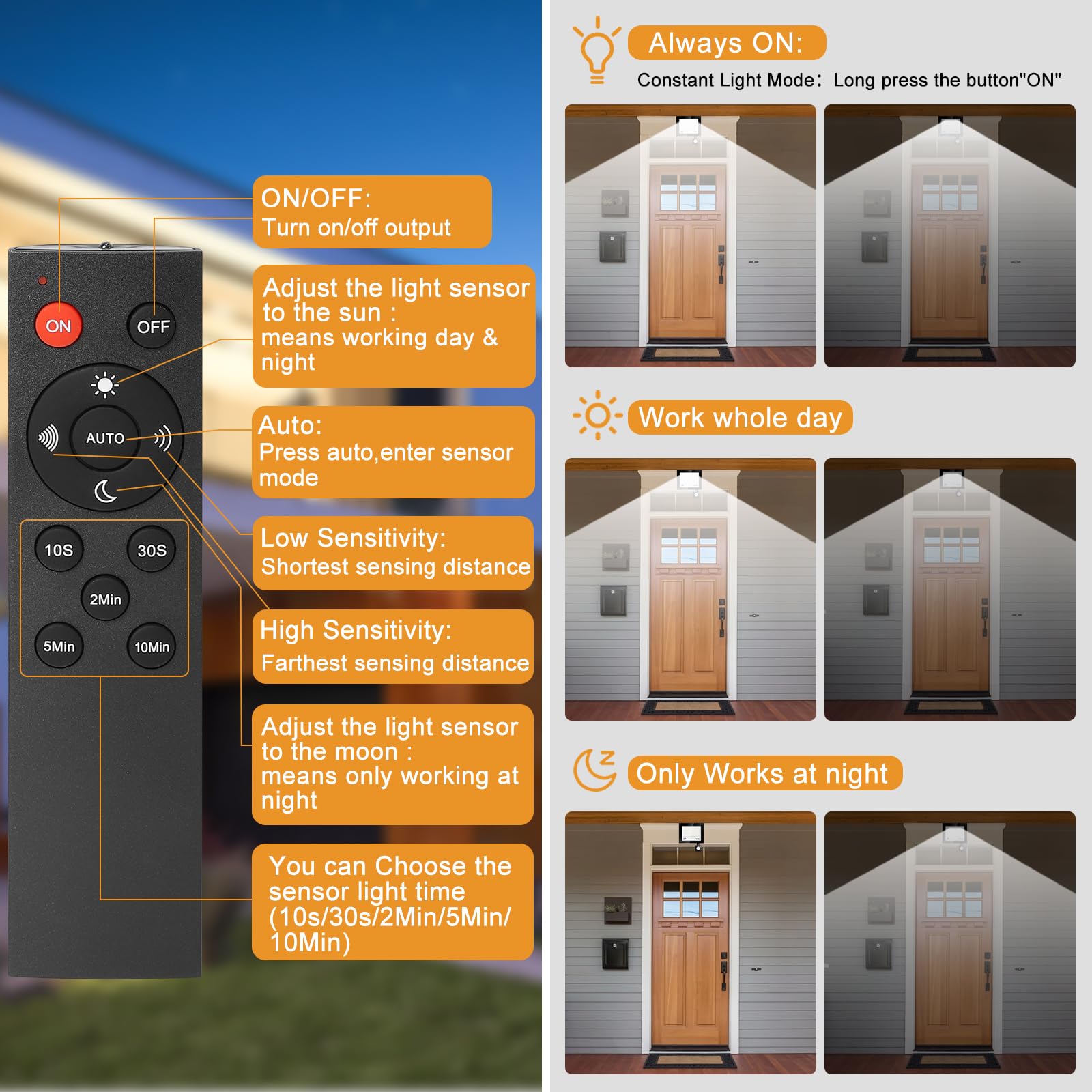 Faretto LED da 100 W, con sensore di movimento, per esterni, 10000 lm, 7000 K, super luminoso, IP67, impermeabile, con telecomando, luce bianca fredda per giardino, garage, campo sportivo, cortile