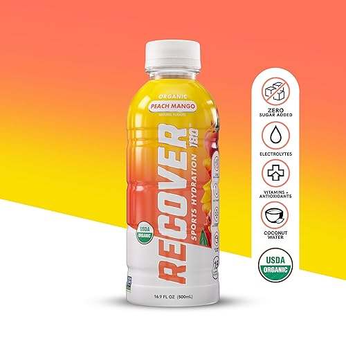 Miniatura 8 de RECOVER 180 Bebida de hidratación deportiva orgánica, sin azúcar añadido, bebida deportiva de 20 calorías, sabores orgánicos con vitaminas,