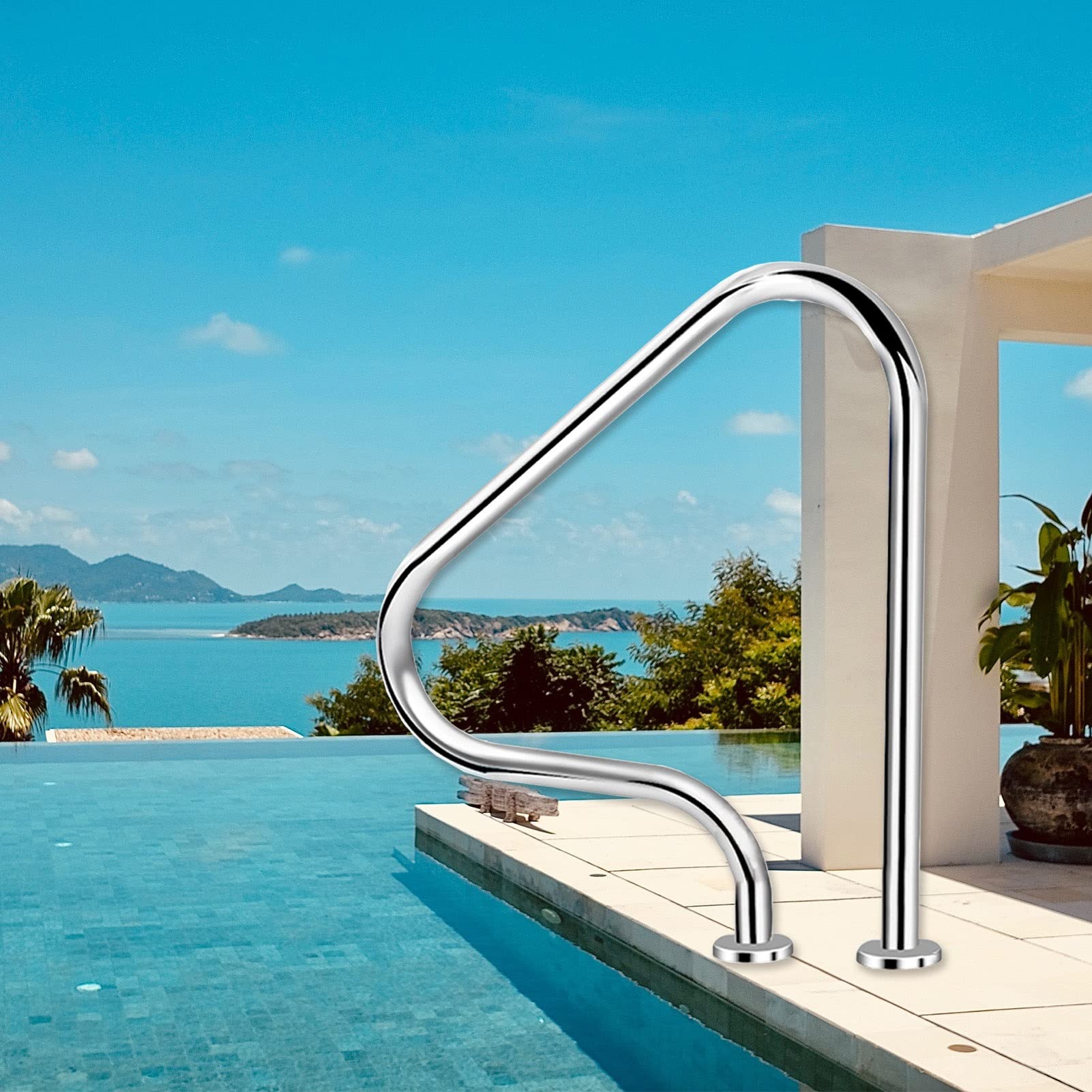 Swimming Pool Safety Hand Rail Pool Safety Hand Rail Kit for In Ground Swimming Pools Easy Mount Swimming Pool Handrail Stair Step Railing,31.5 in Stainless Steel Hand Grab Rail