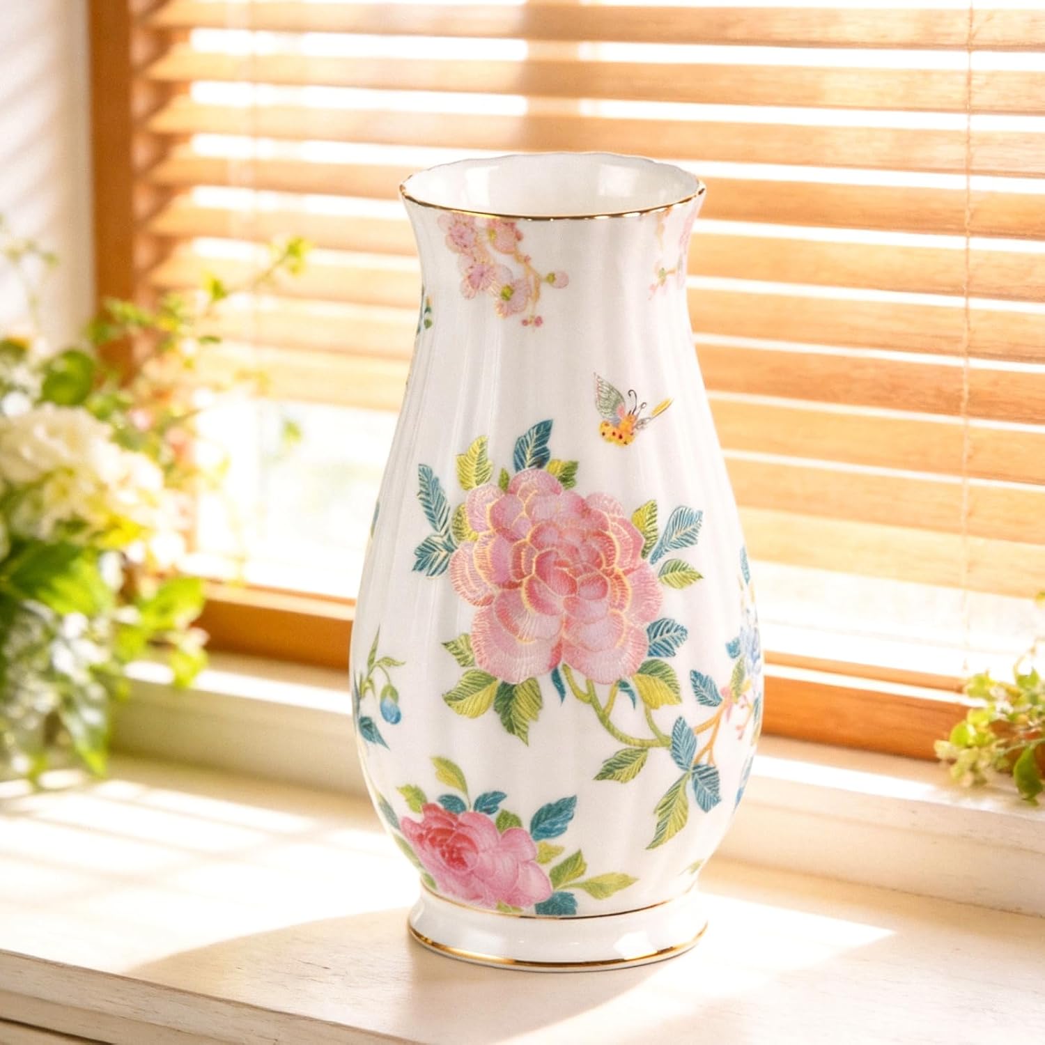 KAMMAK Colored Ceramic Vase, Beautiful Hand-Painted Decorative Vase, Modern Art Porcelain Vase for Flower Mantle Dining Table Centerpiece, Entryway Living Room Wedding Decoration, JBE002