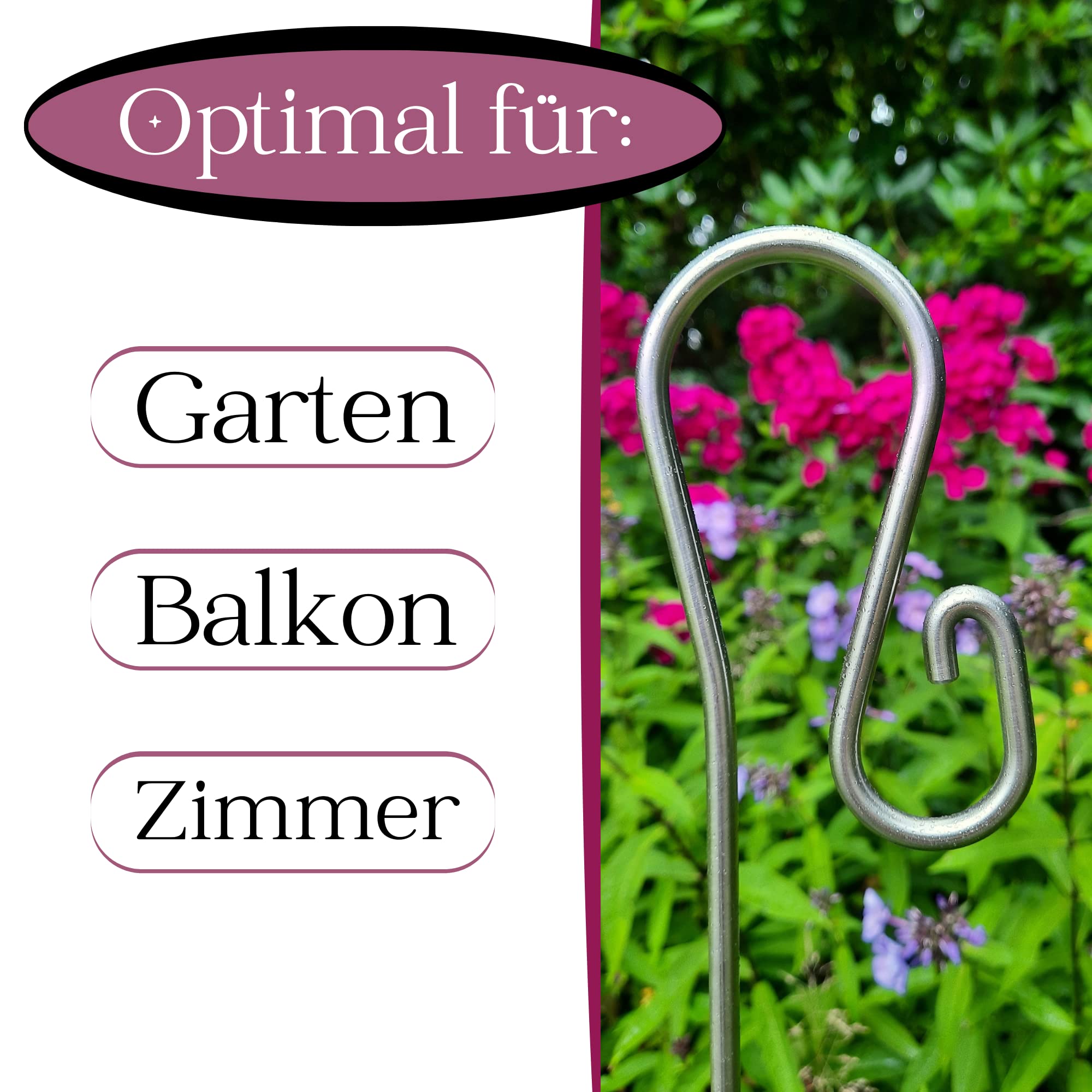 Pflanzstab Edelstahl (V2A) - rostfrei | 120 cm | Optimal als Pflanzensttze  | Metall Rankhilfe fr Zimmerpflanzen, Balkon und Garten | langlebige,  dekorative Blumensttze : Amazon.de: Garten