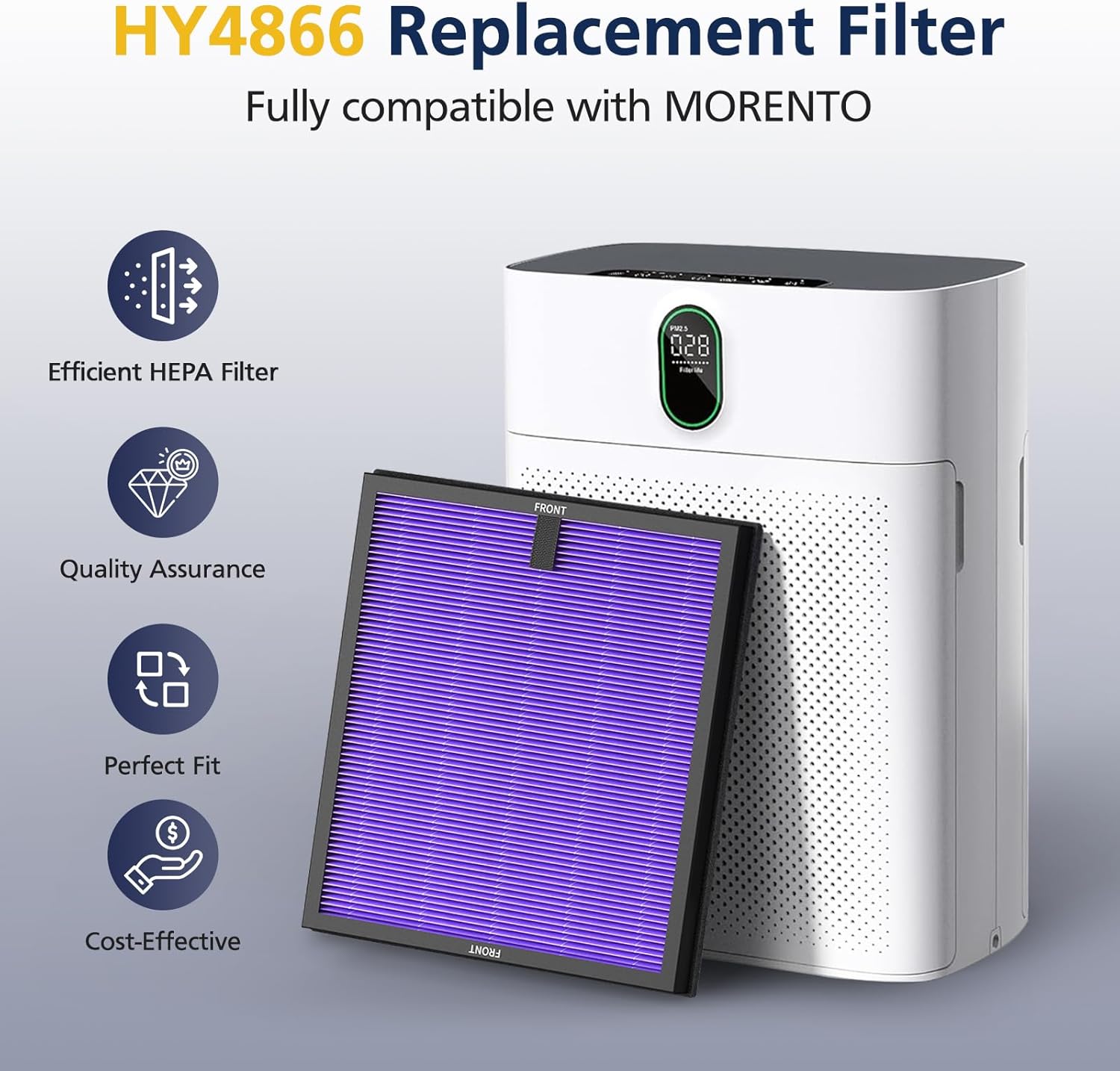 HY4866 Filters Compatible with MORENTO HY4866, WESTHEY HY4866, YIOU M1 Air Purifi-er, 3-in-1 Efficient Filter High-Efficiency Activated Carbon Filter, Multifunction Version