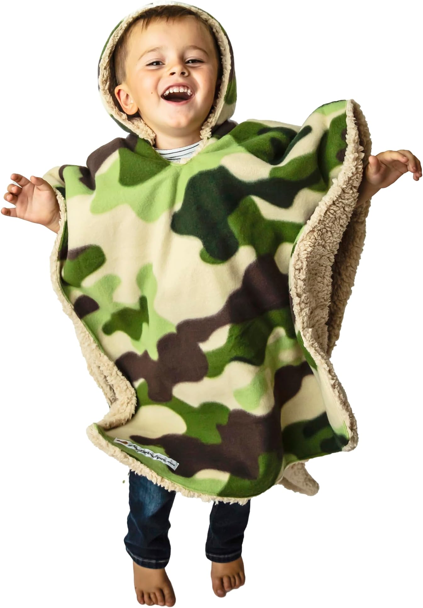 Birdy Boutique Car Seat Poncho for Kids โ Safe to Use Over Seat Belts โ Reversible Warm and Cozy Blanket โ Easy on Easy Off and Doesnโt Impact Car Seat Performance โ Camo and Bear โ One Size