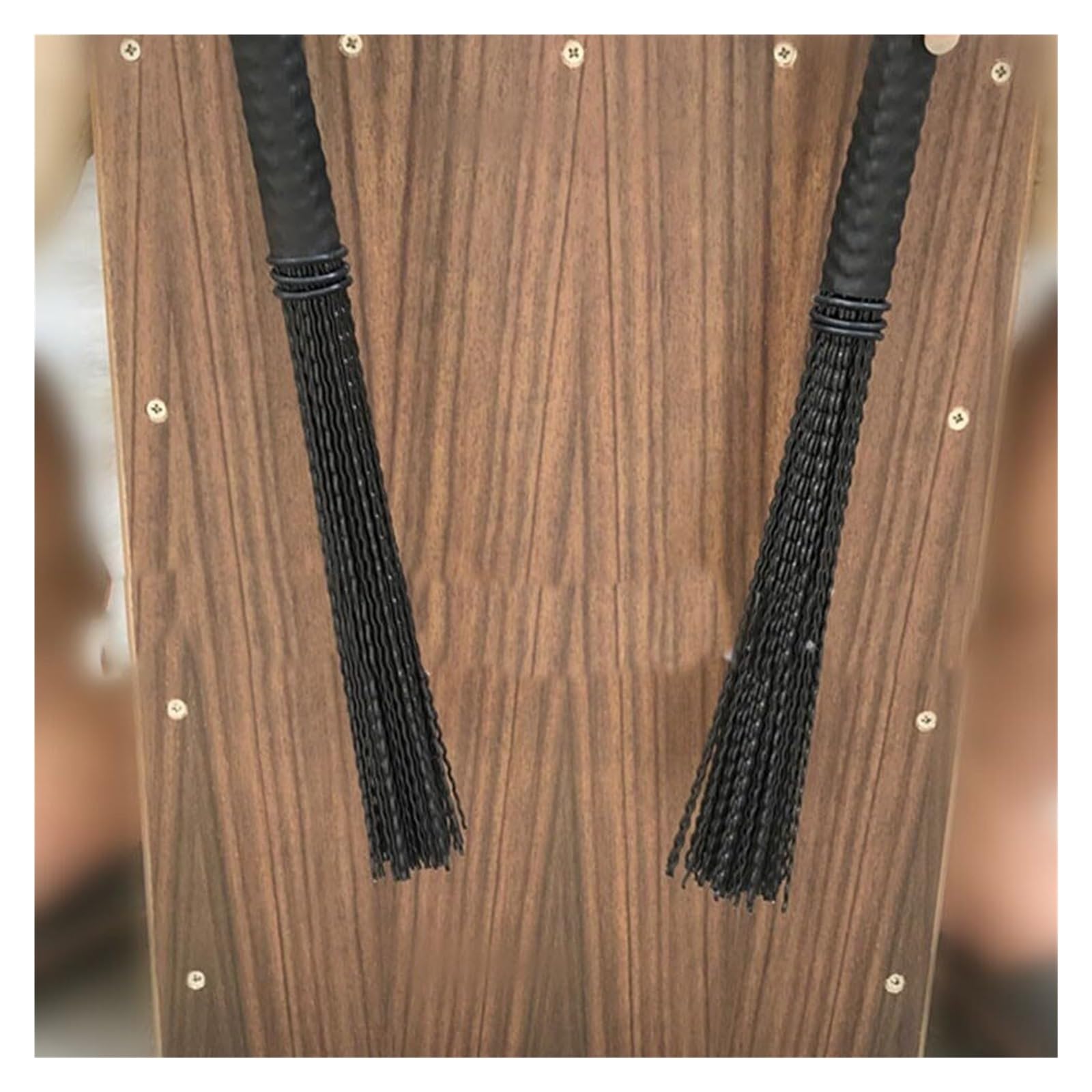 Szczotki bębnowe z wysuwanym trzpieniem, Nylonowa szczotka perkusyjna do jazzowego cajona, 36 cm, czarno-biała(Black)