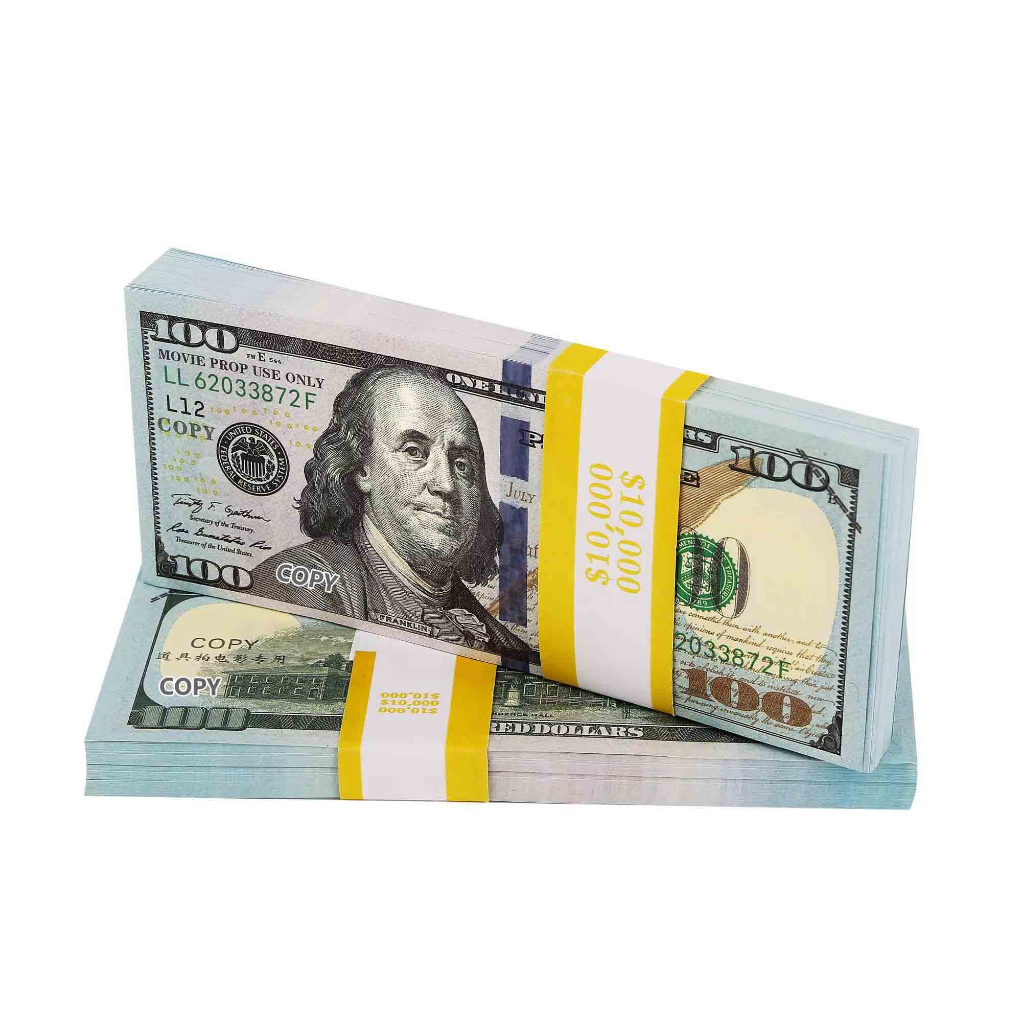 Muvopct Movie Prop Money Full Print 2 Sided,100 pcs 100 Dollar Bills