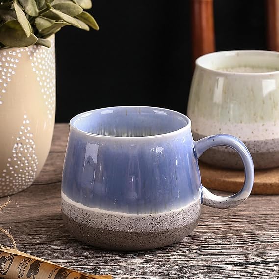 Ceramic Mug Kiln-fired Glaze Mug, Household Cup, Large Capacity Drinking Cup With Lid-red-500ml