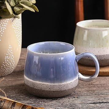 Ceramic Mug Kiln-fired Glaze Mug, Household Cup, Large Capacity Drinking Cup With Lid-red-500ml