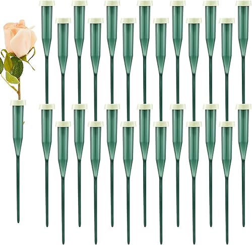 90 tubos de agua florales verdes, tubos florales de plástico, suministros para flores frescas con tapa de goma para arreglos de tallo floral,