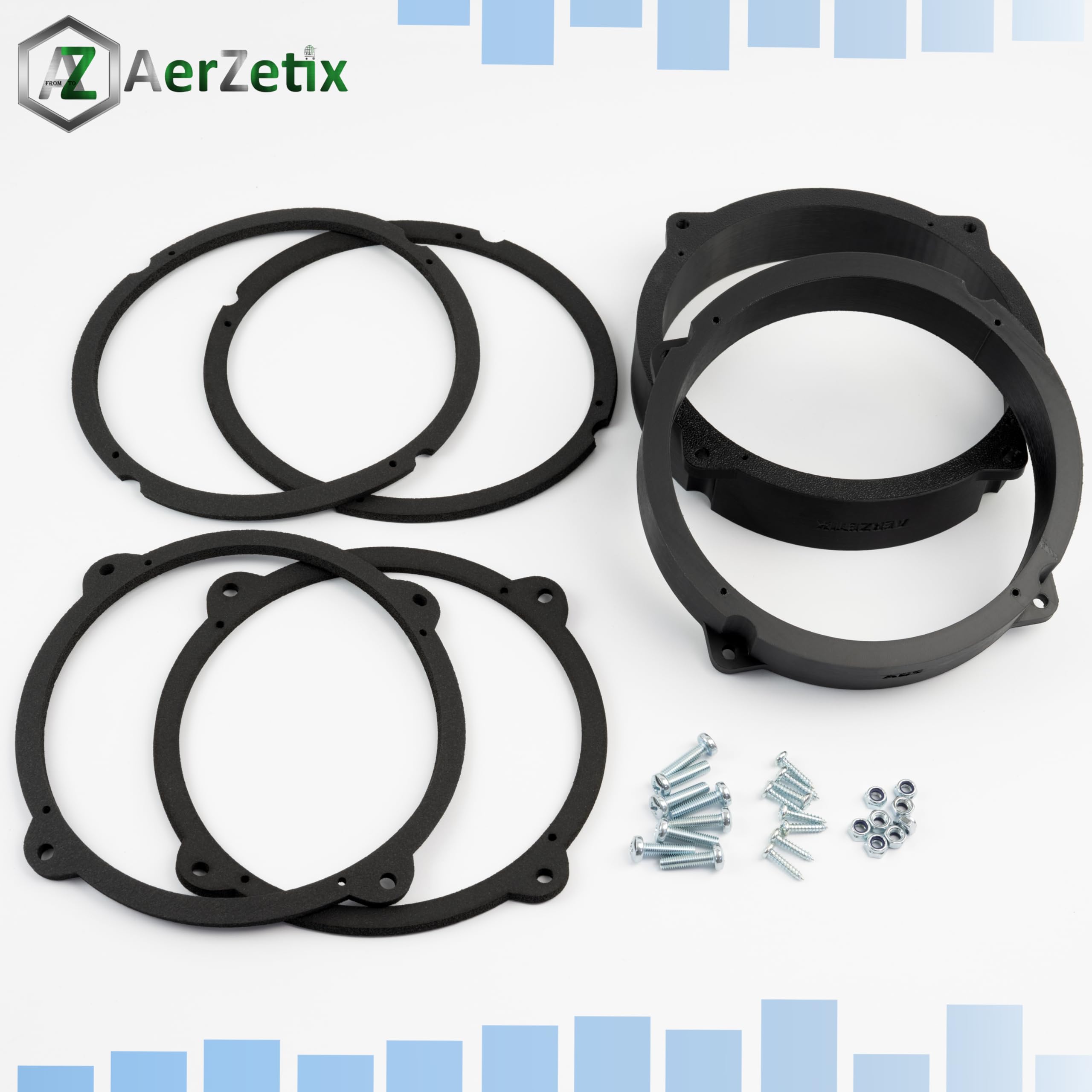 AERZETIX | Juego de 2 adaptadores para Altavoces Ø165 mm en plástico ABS | Compatible con Alfa Romeo Brera, 147/159 939, Fiat Idea, Lancia Ypsilon 843, Hyundai i30 GD/GDH