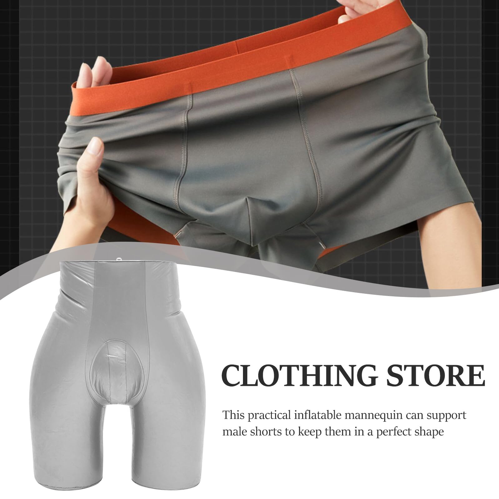 Modèle Léger pour pour de et sous-vêtements Shorts Présentoir en Mannequin Gonflable Demi-Corps PVC Argenté Facile à Ranger Homme pour Vitrines