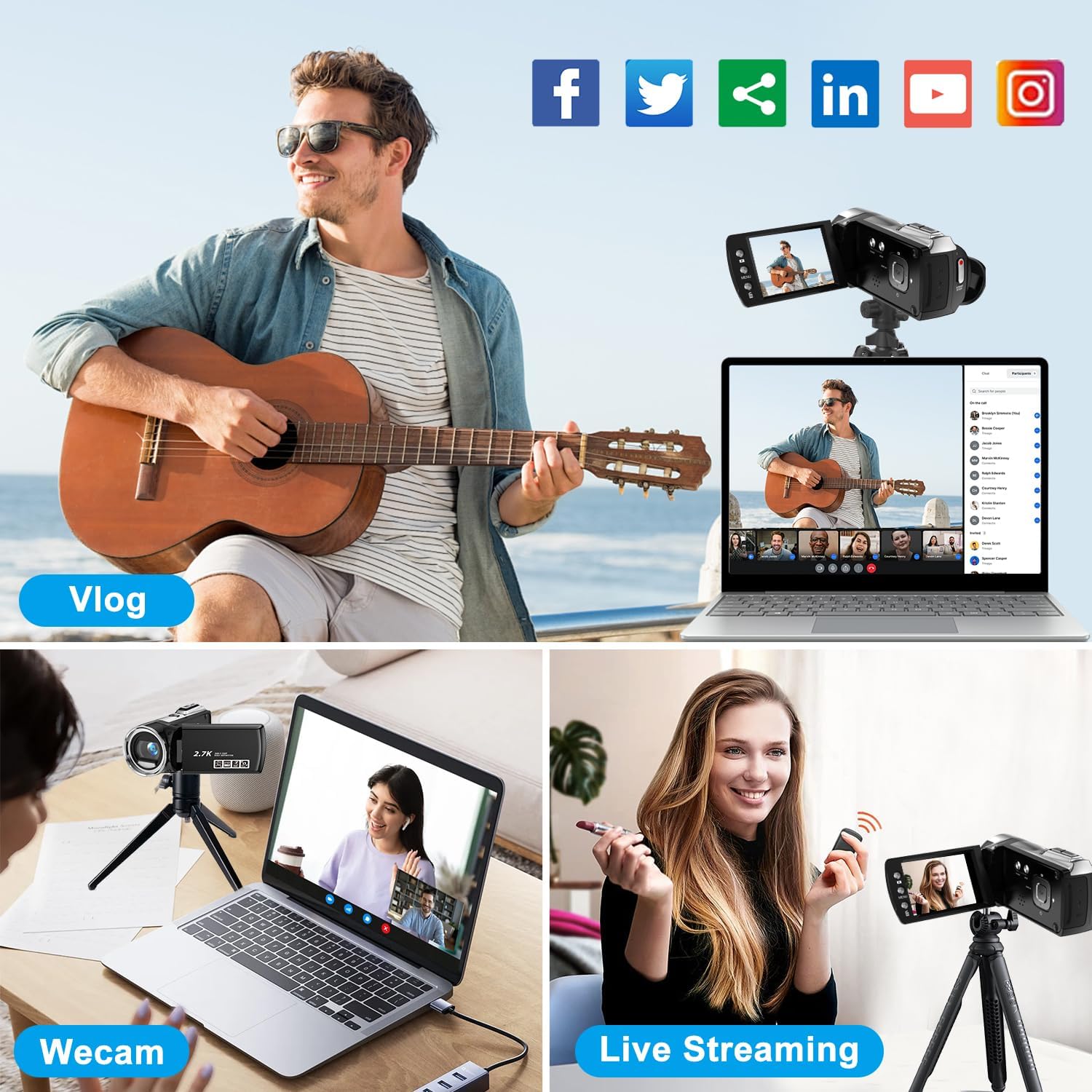 Weochi 8162S Camcorder used for Vlogging, Webcam, and Live Streaming