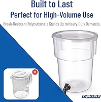 Vista 6 de Carlisle FoodService Products Round Beverage Dispenser Drink Dispenser with Spigot for Catering, Plastic, 5 Gallons, Clear Claro